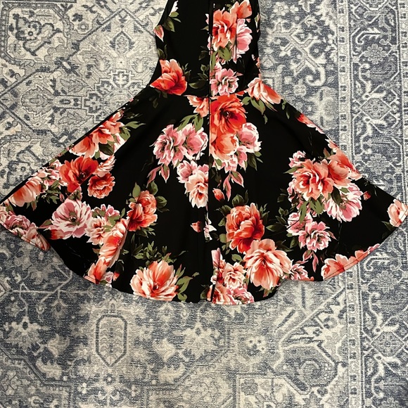 B Darlin Skater Dress, Black with Pink Peony Print - Picture 5 of 10
